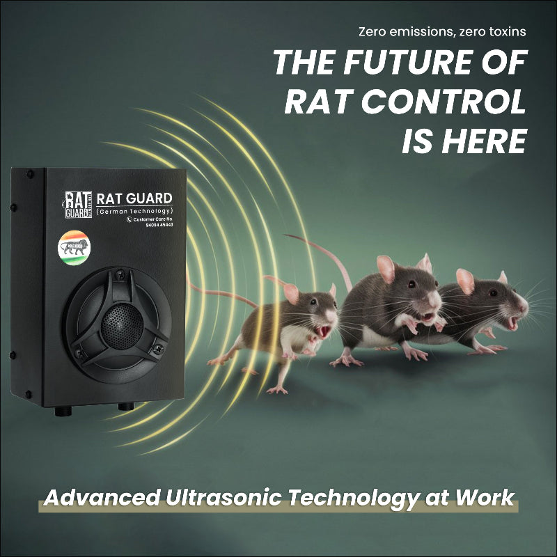 Ultrasonic Ratguard MINI repellent device for small commercial spaces, with a compact design and ultrasonic technology for rodent control.