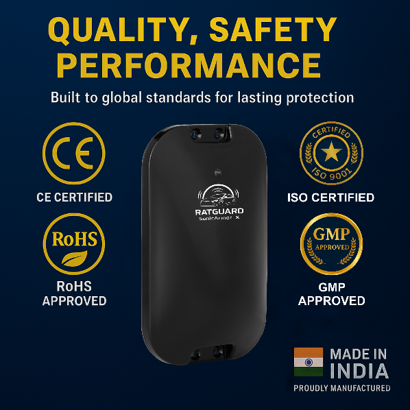 Ultrasonic Rat Guard SonicArmor X device for cars, designed to repel rats with high-frequency sound, shown in the image.