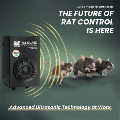 Ultrasonic Ratguard MINI repellent device for small commercial spaces, with a compact design and ultrasonic technology for rodent control.